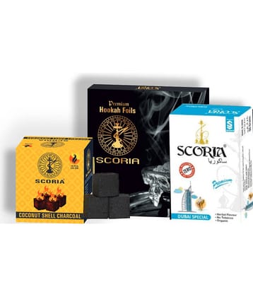 SCORIA Premium Quality Herbal Hookah (DUBAI , HOOKAH FOIL) & 6PC Cube Quick Hookah Coal(Pack of 3)