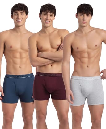 Jockey 8009 Men Super Combed Cotton Rib Solid Boxer Brief with Ultrasoft and Durable Waistband_(Pack of 3)_Grey Melange, Port Royale & Dark Denim_M Jockey 8009 Men Super Combed Cotton Rib Solid Boxer Brief with Ultrasoft and Durable Waistband_(Pack of 3)