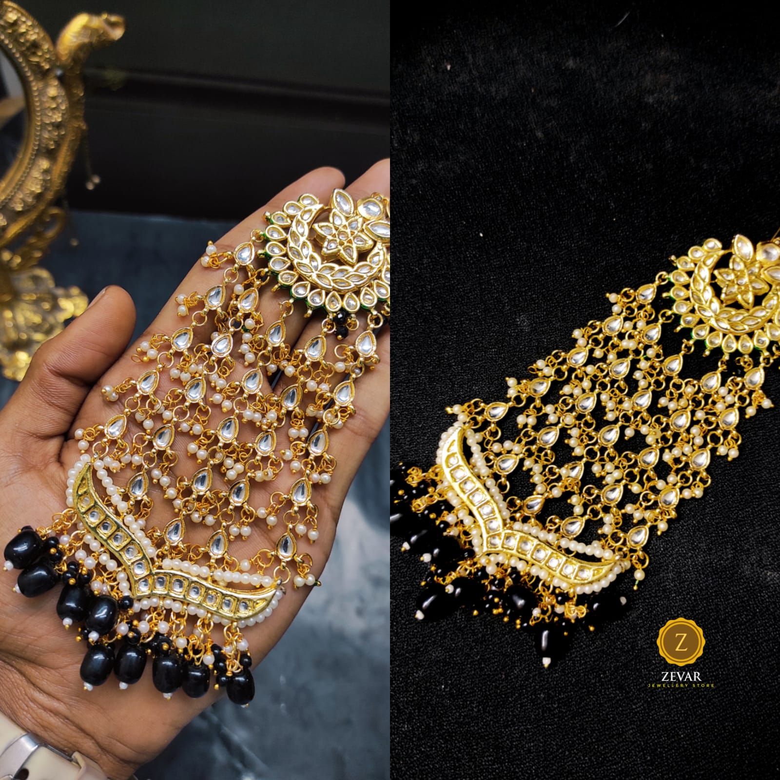 ZEVAR | Premium Quality Gold Toned Kundan Studded Pasha