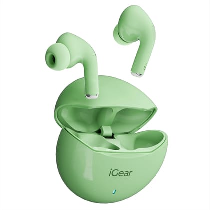 iGear Gemz iG-1142 TWS Wireless Earbuds, 15 Hrs+ Playtime- Green
