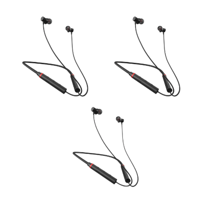 Walta Elite Tornado Bluetooth Neckband with Upto 6 Hours Playback, Magnetic Buds (Jet Black)- Pack of 3