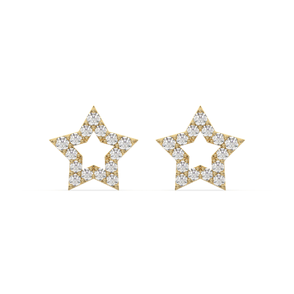 Pave' Hollow Star Stud Earring - 18K Gold Plated