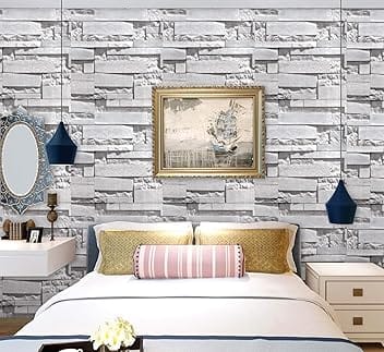 Eurotex Stone Design Wallpaper 17.71 X 118 Self-Adhesive Removable Peel and Stick Decorative Wall Covering (PVC, Size 45cm X 3Mtr Roll 14.5 Sqft, Grey Slate Color)
