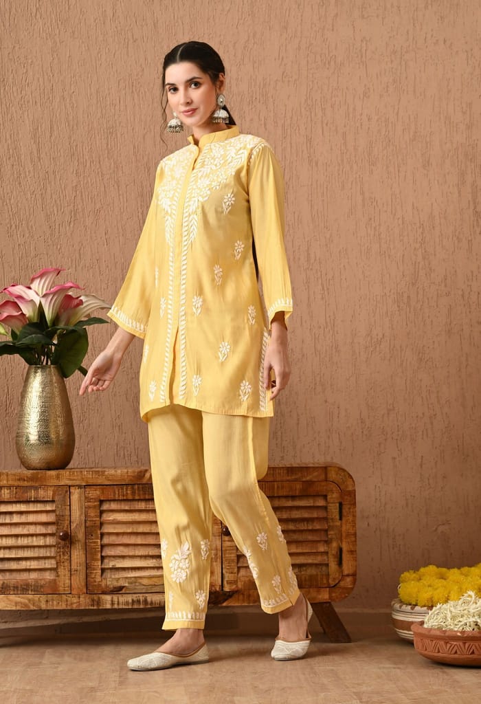 Roman Silk Chikankari Cord Set