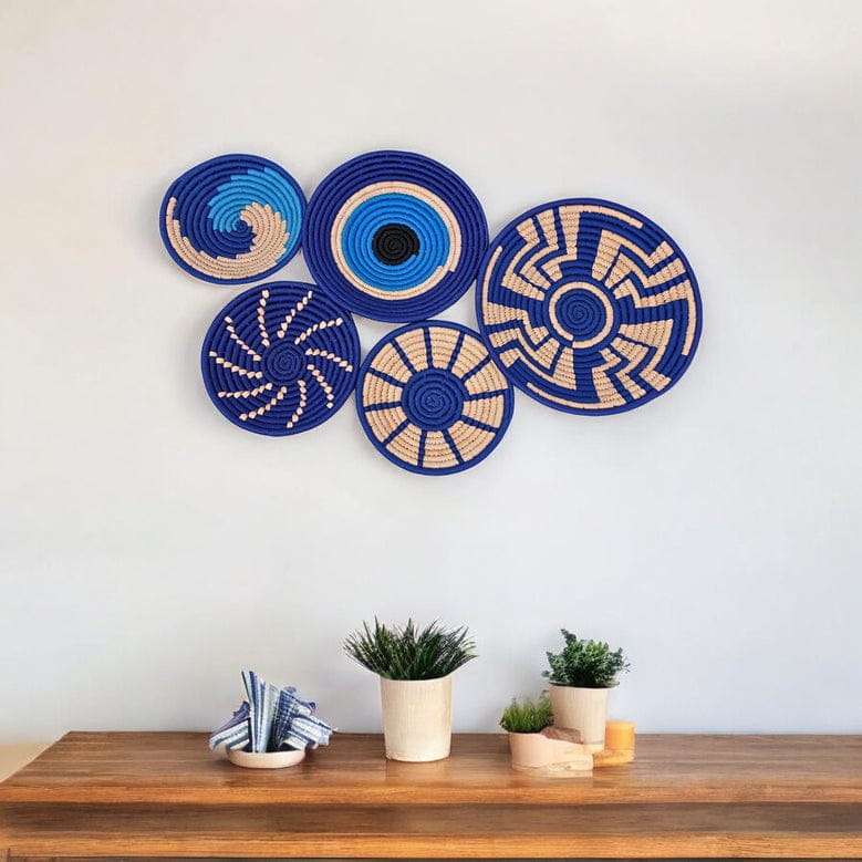 Handcrafted Sabai Grass Wall Decor Basket  Set of 5