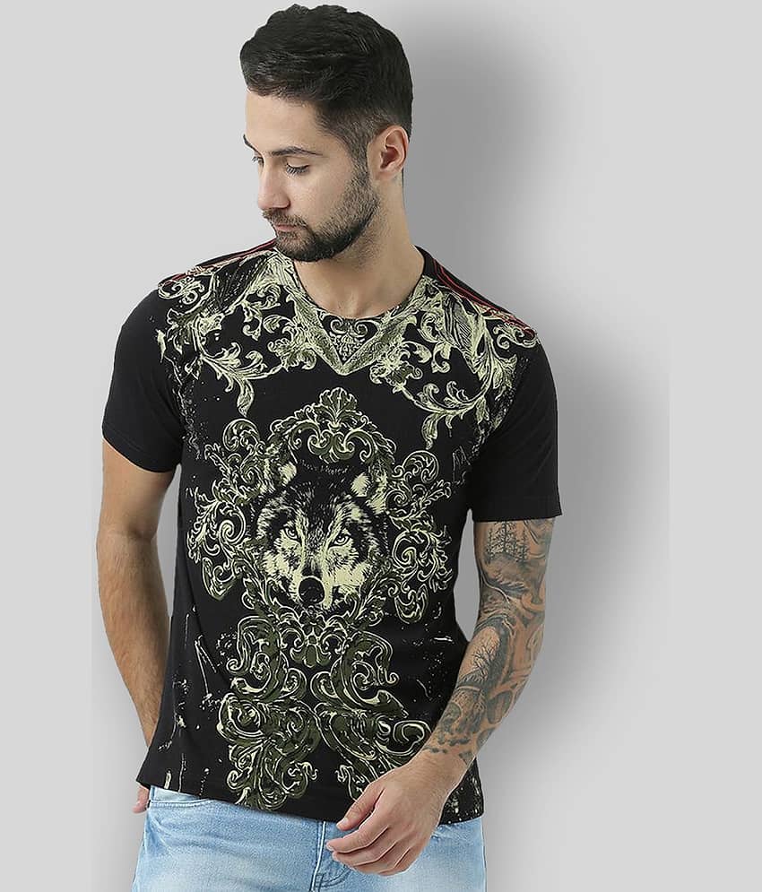 Huetrap Pack of 1 Cotton Regular Fit Men's T-Shirt ( Black )