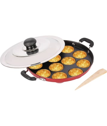 HomePro - Red Appam Aluminium Non-Stick Appam Patra 1200 ml ( Pack of 1 )