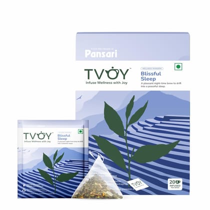 TVOY Green Tea Bags | Panayov Blissful Sleep Herbal Tea Bags with Chamomile for Deep Restful Sleep - 20 Premium Pyramid Tea Bags | Chamomile Tea For Sleep | Sleep Tea