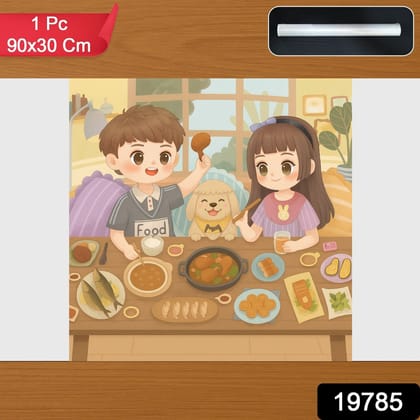 Cartoon-Themed Food Table Wall Poster 90x30 cm (1 Pc)