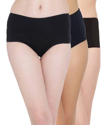 Clovia Pack of 3 Cotton Solid Women's Hipster ( Multi Color )