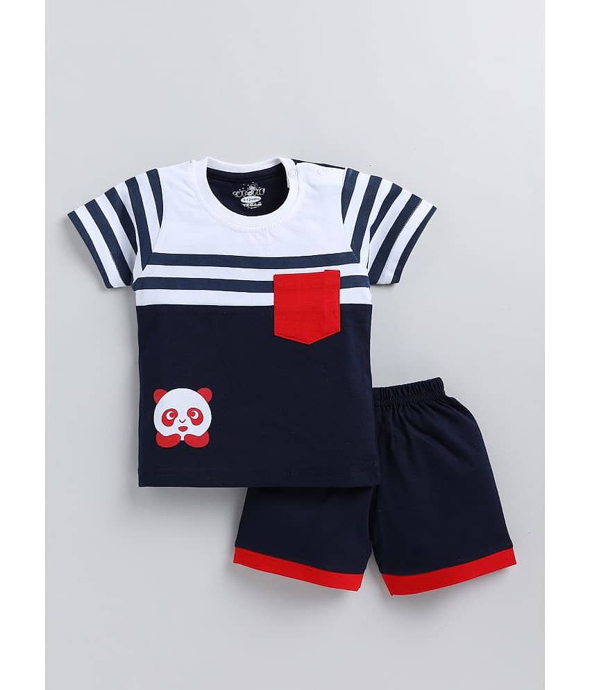 CUTOPIES Pack of 1 Unisex for Baby Cotton Blend T-Shirt & Shorts ( Navy )
