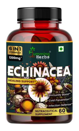 Humming Herbs Echinacea 1200mg with Elderberry, Bee Propolis & Selenium - Immune Support Complex for Cold Prevention & Healing - Antioxidant, Immunity Boosting & Defense From Infection