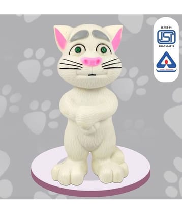 NHR Intelligent Talking Tom Cat, Speaking Robot Cat Repeats What You Say, Touch Recording Rhymes and Songs, Musical Cat Toy for Kids (3+ Years, White)