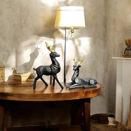 Elegant Deer Set Showpiece Best For Gifting Office Home Decor H- 20 cm-Poly Resin