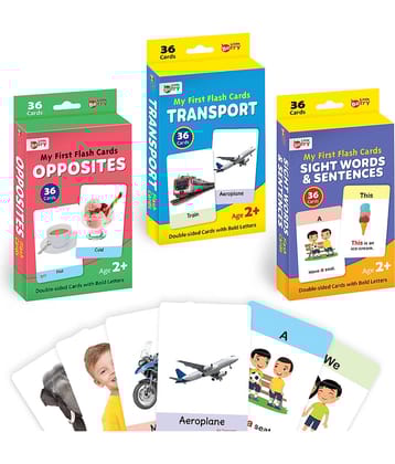 Little Berry My First Flash Cards for Kids (Combo of 3): Transport, Opposites and Sight Words | 108 Cards for Preschoolers & Toddlers 2-6 Years | Learning Guide & Activities Included