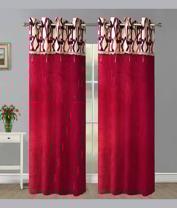 Home Candy Set of 2 Door Semi-Transparent Eyelet Polyester Maroon Curtains ( 213 x 120 cm )