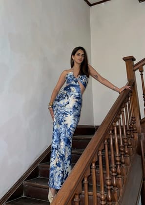 Karma Dhingra in High-Tide Maxi Dress-Blue / S
