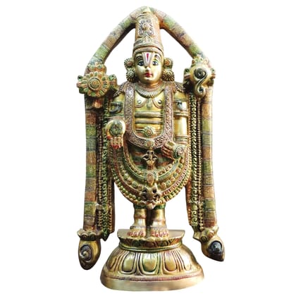 Religious Brass Tirupati Balaji Decorative Statue, Height : 23 Inch (BSMAS1495 A)