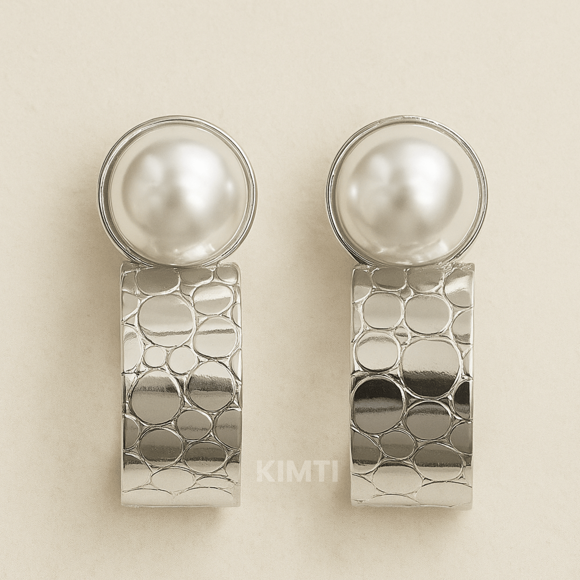 Silver Pearl Hoop Earring