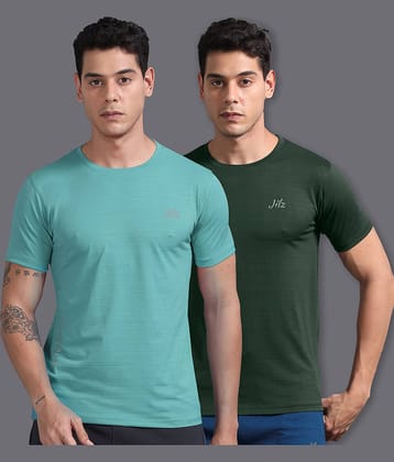 JILZ Pack of 2 Polyester Regular Fit Men's T-Shirt ( Multicolor )