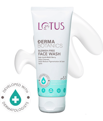 Lotus Herbals DermaBotanics Kojic Acid + Multi Berry Blemish-Free Face Wash, pH5.5 100g (Pack of 1)