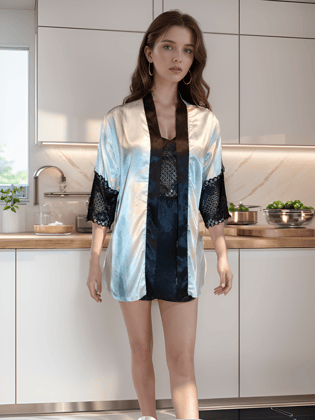 Vieviana Shortnightgown Bridal Nw|Ev513padded-Tiedye Print With Black Gown / S