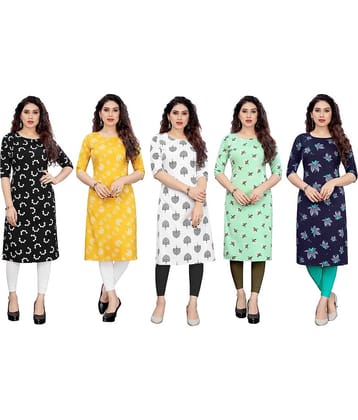 KETAKI FASHION Crepe Printed Straight Women's Kurti - Multicolor5 ( Pack of 5 )