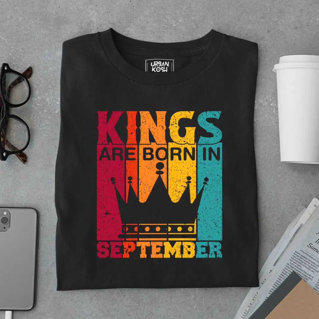 Vintage Kings are Born in September Limited Edition Premium Birthday T-Shirt-Black / S