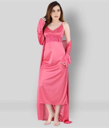 Romaisa - Pink Satin Women's Nightwear Nighty & Night Gowns ( Pack of 1 )