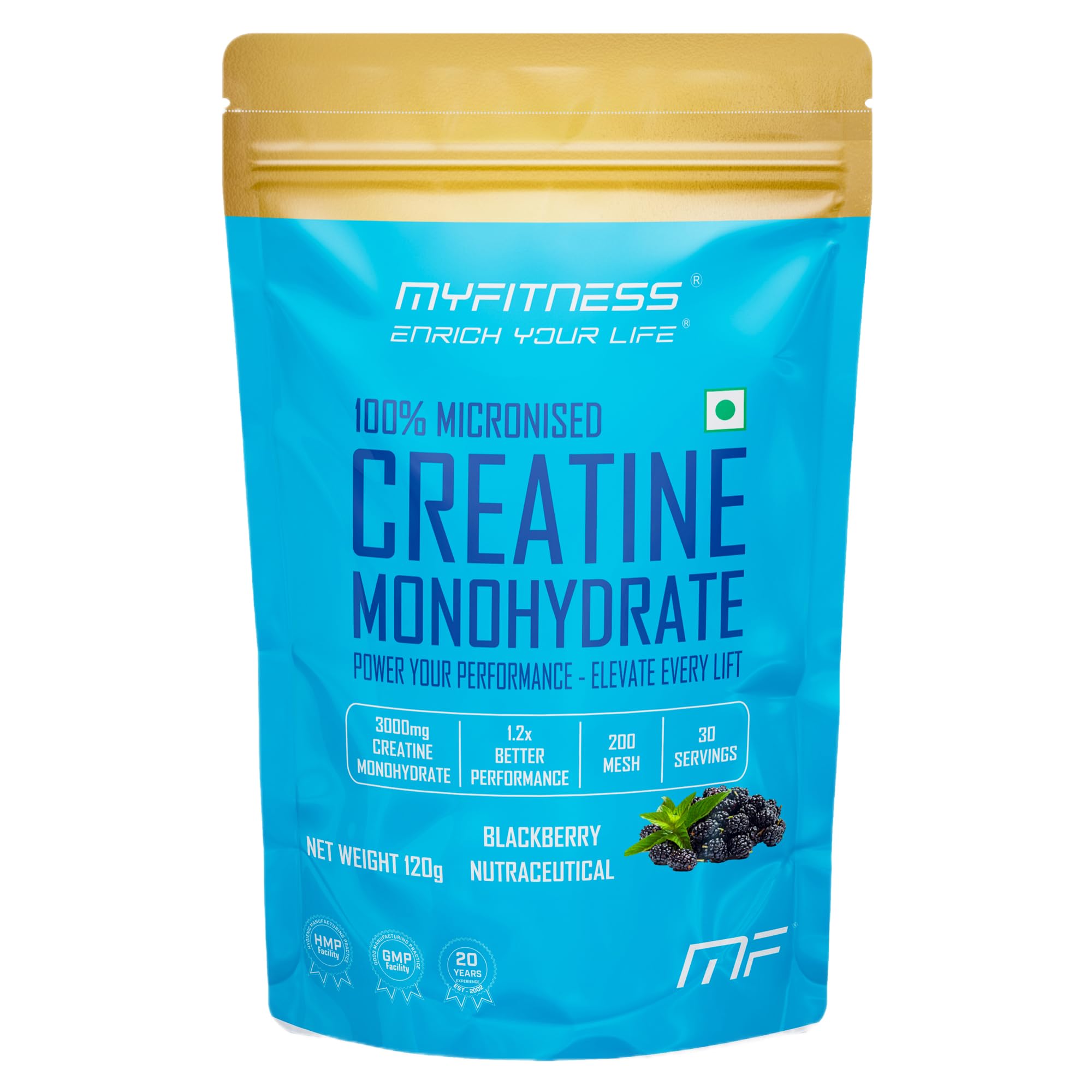 Myfitness 100% Micronized Creatine Monohydrate | 30 Servings | Flavoured | 120g | Creatine Powder With Added Electrolytes