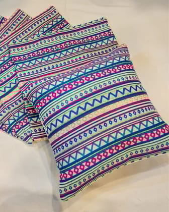 Khamma Ghani Cotton Plush Multicolor Cushion Covers-12x12 (Set of 5)