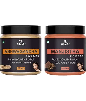 Oilanic 100% Pure Ashwagandha Powder & Manjistha Powder For Skin Hair Mask 200 g Pack of 2