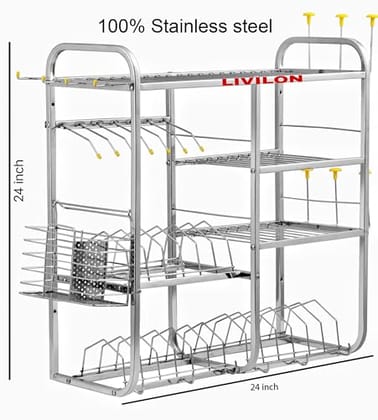 L LIVILON Wall Mount Kitchen Utensils 4 Shelf Dish Rack