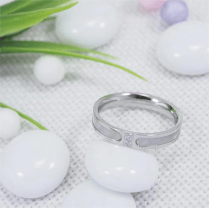 Stainless Steel Silver Plated White Shell CZ F