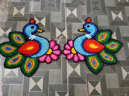 Mat Rangoli (Peacock ) 2 PCS