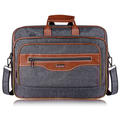 LOREM Grey & Tan Color Linen fabric 28L Laptop Messenger Bag For Men BG107