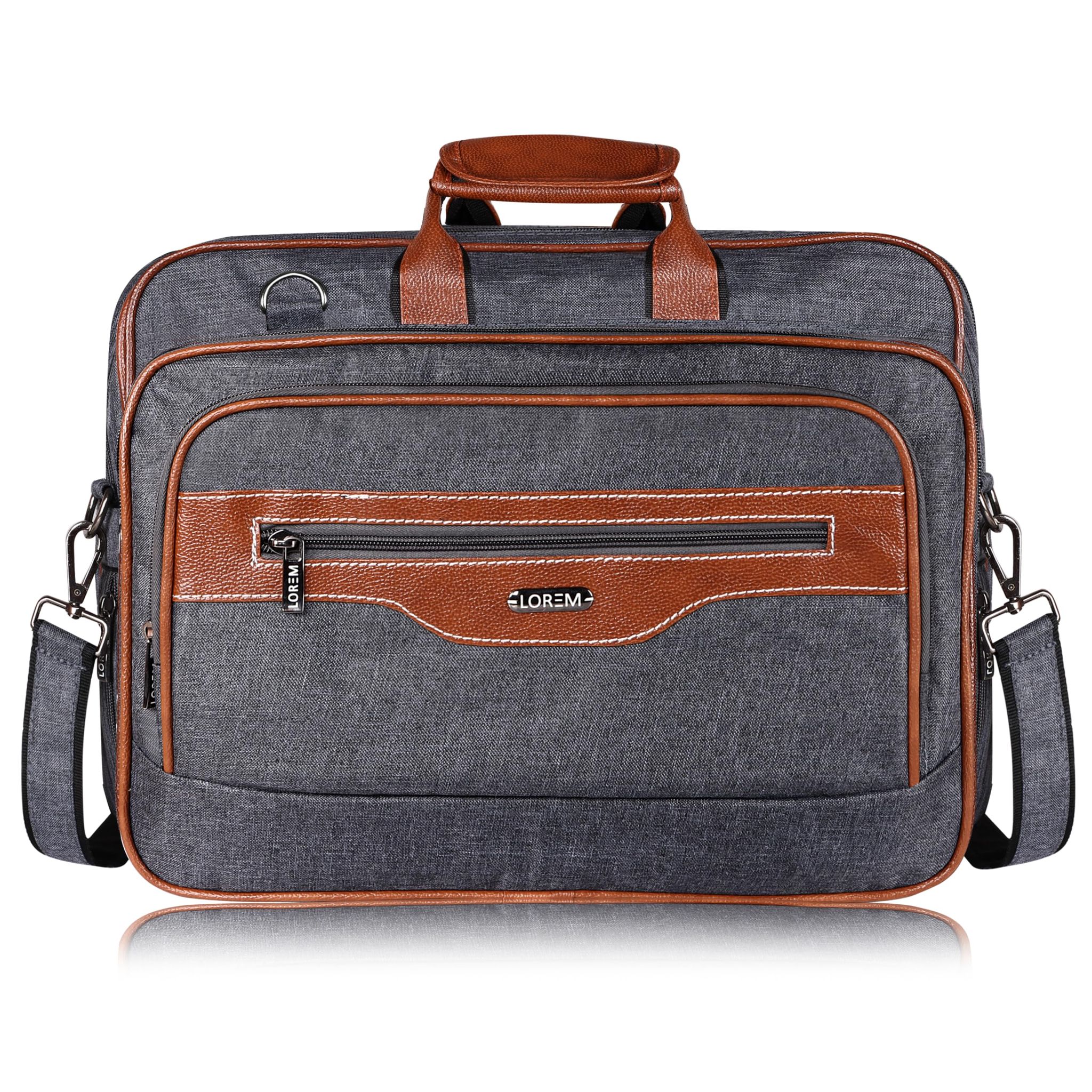 LOREM Grey & Tan Color Linen fabric 28L Laptop Messenger Bag For Men BG107
