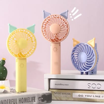 Cute Hello Kitty Design Foldable Handheld Mini Fan for Kids (Random Design)-Yellow