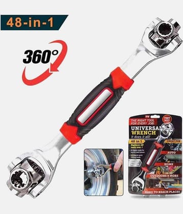 Universal 48 in 1 Multi-functional Socket Tool KIt, Dog Bone Wrench Works with Spline Bolts, Torx, Square Damaged Bolts & Any Size