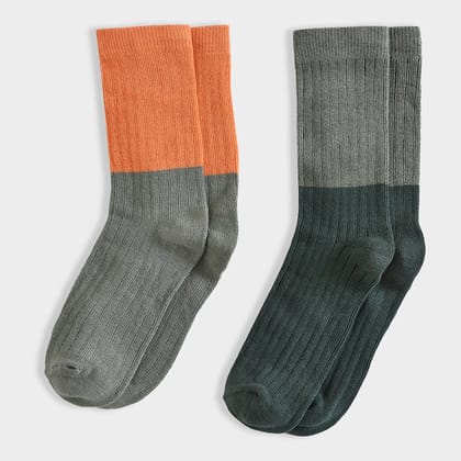 Adventure Dual Colored Knitted Socks Pack of 2-0-6 M / Multicolor