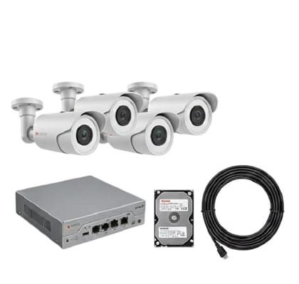 4 Channel NVR Security Camera System with 4 IP Cameras 5MP Colour with Audio, 500GB Hard Disk, 100m CAT 6 Cable, Installation Included, 3 Years Warranty