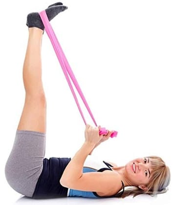 Yoga Band, Resistance Exercise Band for Training Latex-Free Anti-Allergic & Tear-Resistant TheraBand for Exercise, Stretching, Workout & Physiotherapy (Pink) Pack of 1