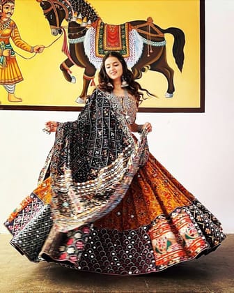 Orange Color Navratri Designer Heavy Lehenga Choli