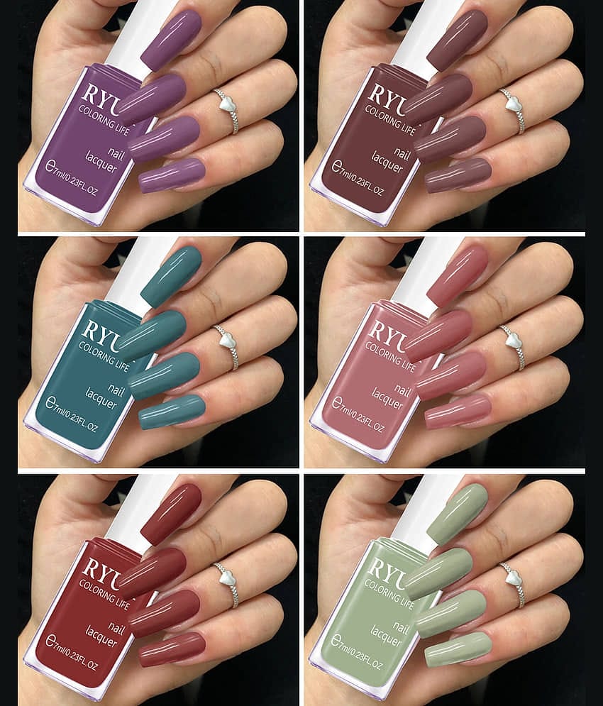 RYUK Multi Glossy Nail Polish 42 ( Pack of 6 )