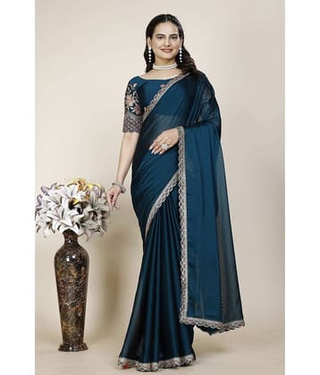 Gullak Chiffon Embroidered Saree With Unstitched Blouse Piece ( Blue )