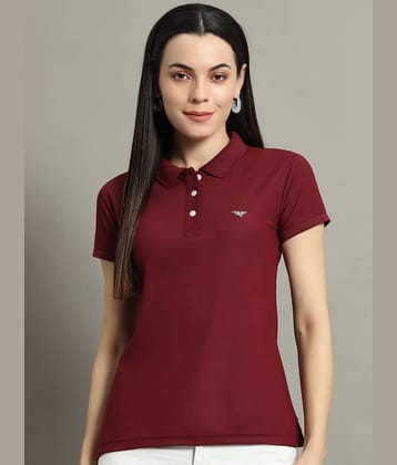 Riss Women Cotton Blend Solid Regular Fit Polo Collar T-Shirt ( Maroon )