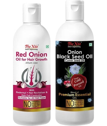 The Nile Red Onion Oil 100 ML + Onion Black Seed 150 ML  Hair Oil 350 mL Pack of 2