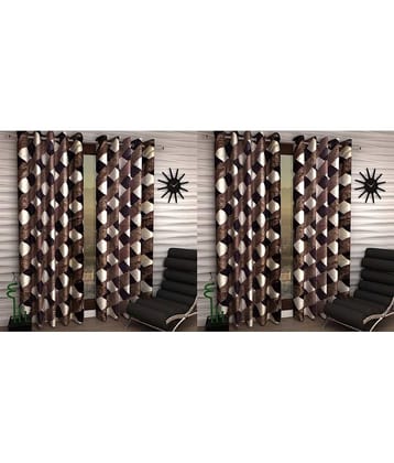 N2C Home Floral Semi-Transparent Eyelet Curtain 5 ft ( Pack of 4 ) - Brown