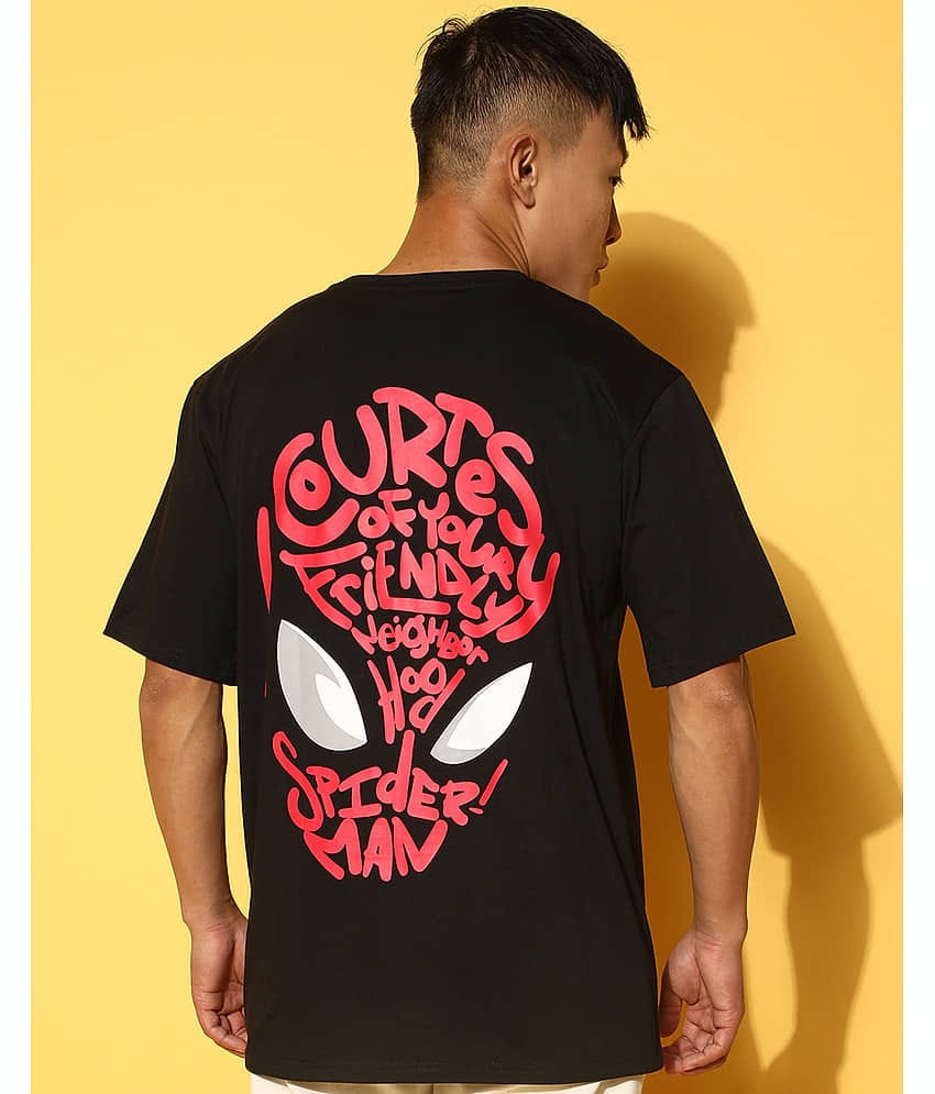 Veirdo Pack of 1 Cotton Oversized Fit Men's T-Shirt ( Black )