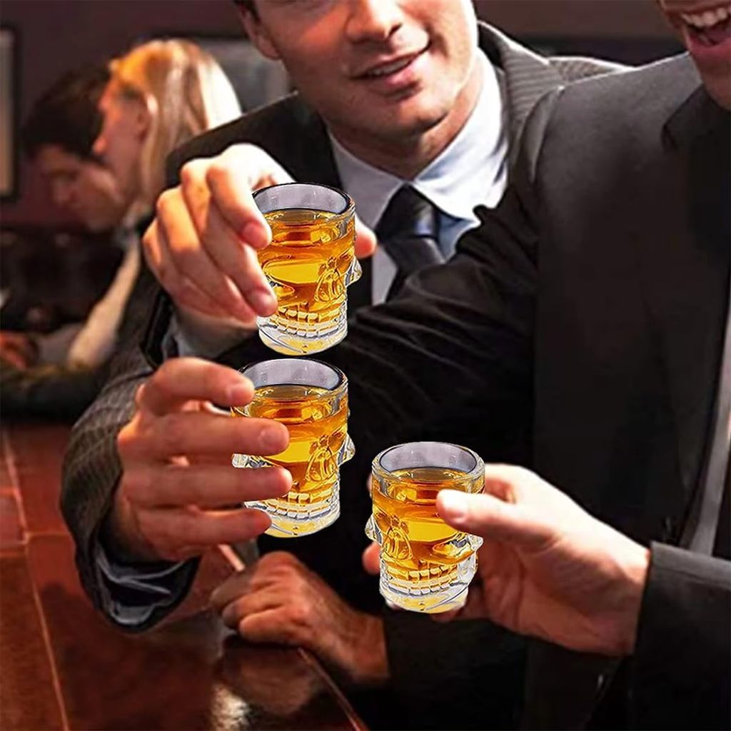Skull Shot Glasses | Pack of 6 | 60 ML | Tequila Crystal Clear Mug for Ocean, Dessert, Beverage Drink, Liquor, Cordial, Patiala |
